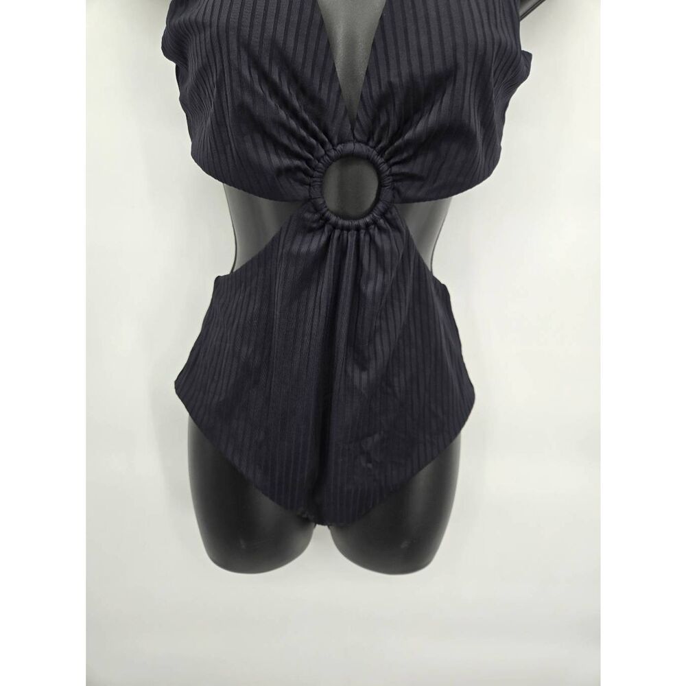 Onia Marisol One Piece Swimsuit Size Large Black Ribbed - Picture 4 of 7